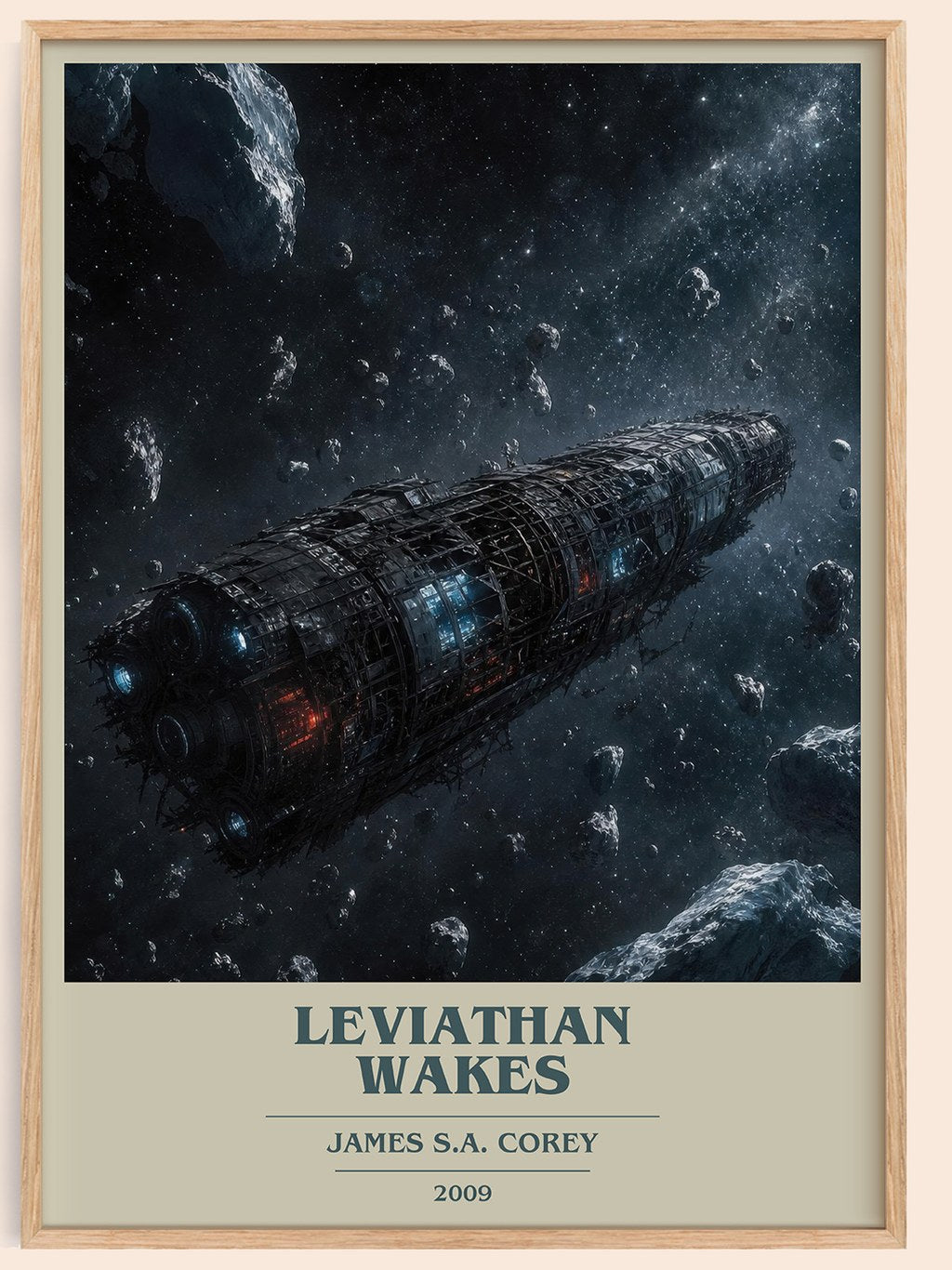 Leviathan Wakes book cover book poster by James S.A. Corey – framed literary art print