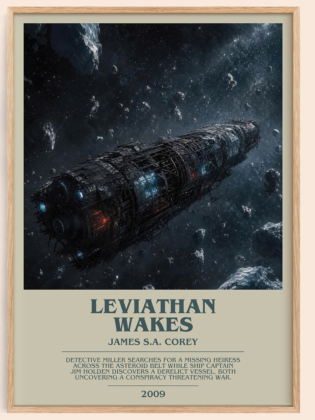 Leviathan Wakes bookish book poster by James S.A. Corey – framed literary art print