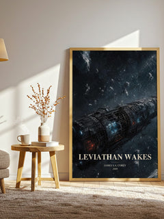 Leviathan Wakes watercolour print in frame leaning in hallway – sci fi wall art