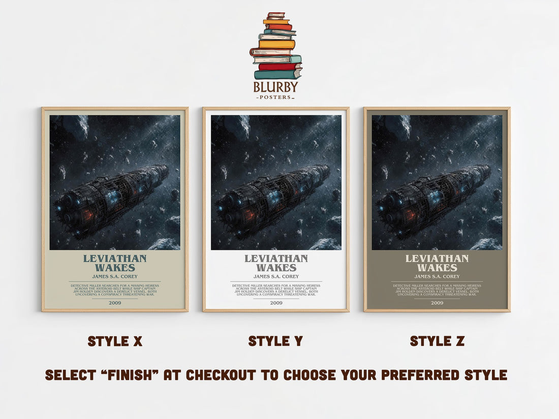 Leviathan Wakes bookish print in frame leaning in hallway – sci fi wall art (mockup)