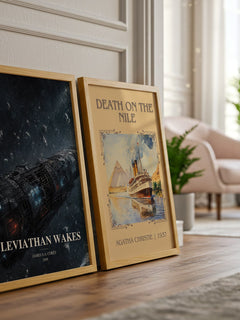Leviathan Wakes watercolour print framed by window – literary home decor