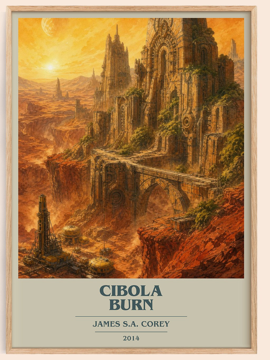 Cibola Burn book cover book poster by James S.A. Corey – framed literary art print