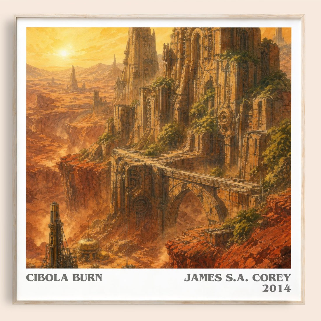 Cibola Burn literary book poster by James S.A. Corey – framed literary art print