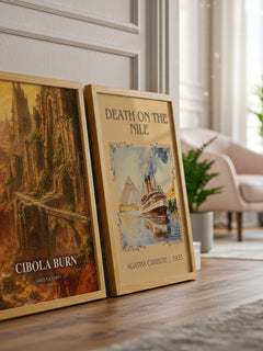 Cibola Burn watercolour print framed by window – literary home decor