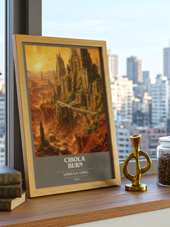 Cibola Burn book cover print framed by window – literary home decor