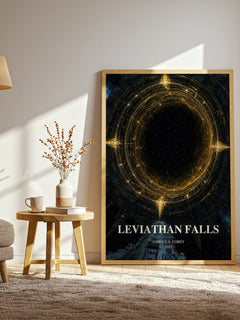 Leviathan Falls watercolour print in frame leaning in hallway – sci fi wall art