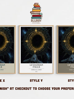 Leviathan Falls book cover print in frame leaning in hallway – sci fi wall art