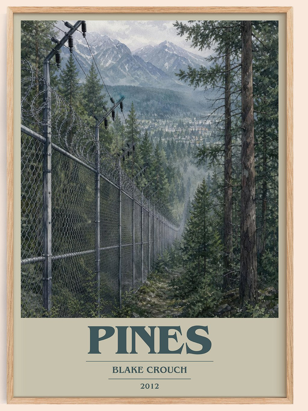 Pines book cover book poster by Blake Crouch – framed literary art print