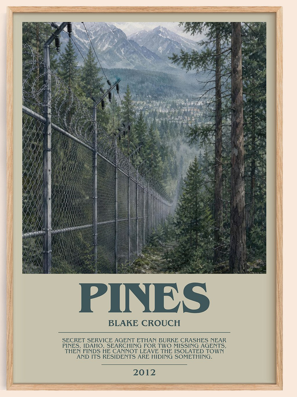 Pines bookish book poster by Blake Crouch – framed literary art print