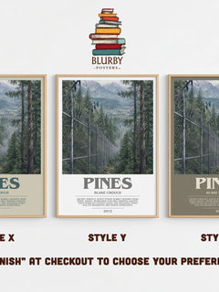Pines bookish print in frame leaning in hallway – thriller wall art