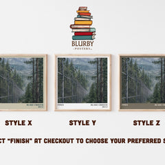 Pines literary print in frame leaning in hallway – thriller wall art