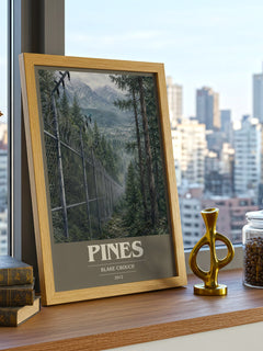 Pines book cover print framed by window – literary home decor
