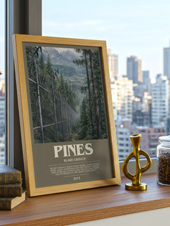 Pines bookish print framed by window – literary home decor