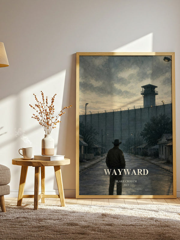 Wayward watercolour print in frame leaning in hallway – thriller wall art