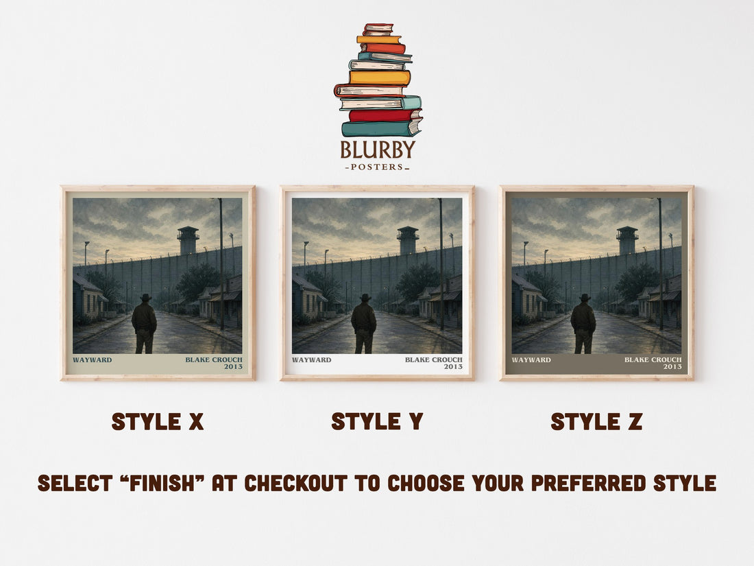 Wayward literary print in frame leaning in hallway – thriller wall art (mockup)