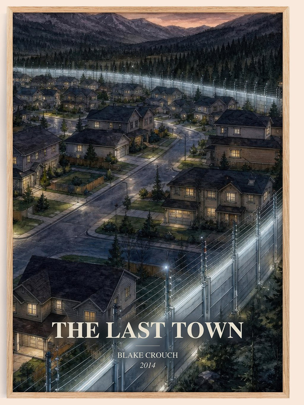 The Last Town watercolour book poster by Blake Crouch – framed literary art print