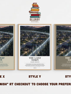 The Last Town bookish print in frame leaning in hallway – thriller wall art