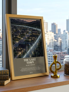 The Last Town bookish print framed by window – literary home decor