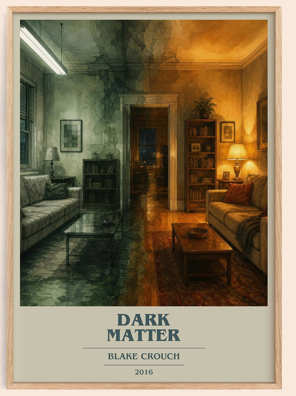 Dark Matter book cover book poster by Blake Crouch – framed literary art print
