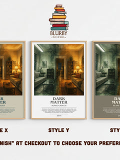 Dark Matter bookish print in frame leaning in hallway – sci fi wall art