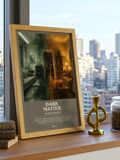 Dark Matter bookish print framed by window – literary home decor