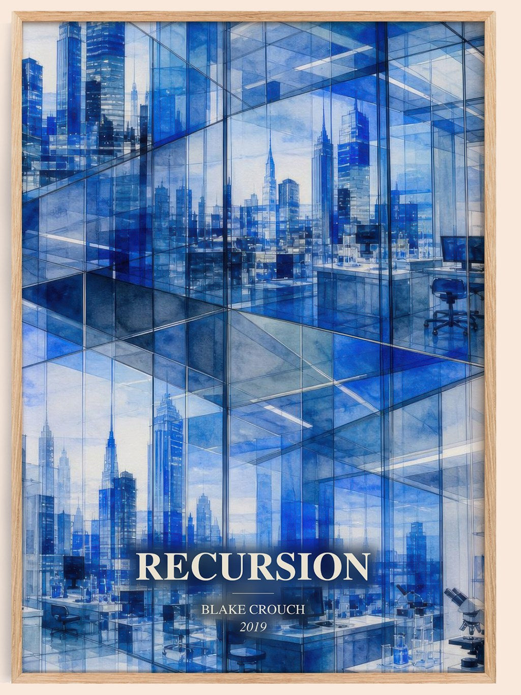 Recursion watercolour book poster by Blake Crouch – framed literary art print