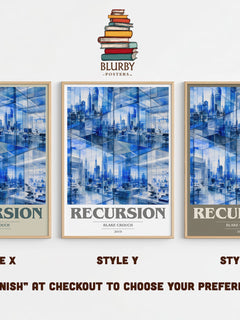 Recursion book cover print in frame leaning in hallway – sci fi wall art