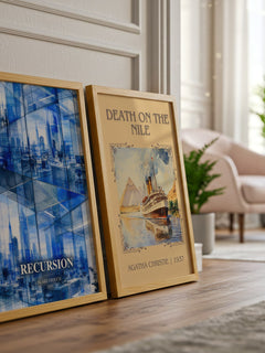 Recursion watercolour print framed by window – literary home decor