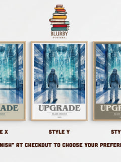 Upgrade book cover print in frame leaning in hallway – sci fi wall art
