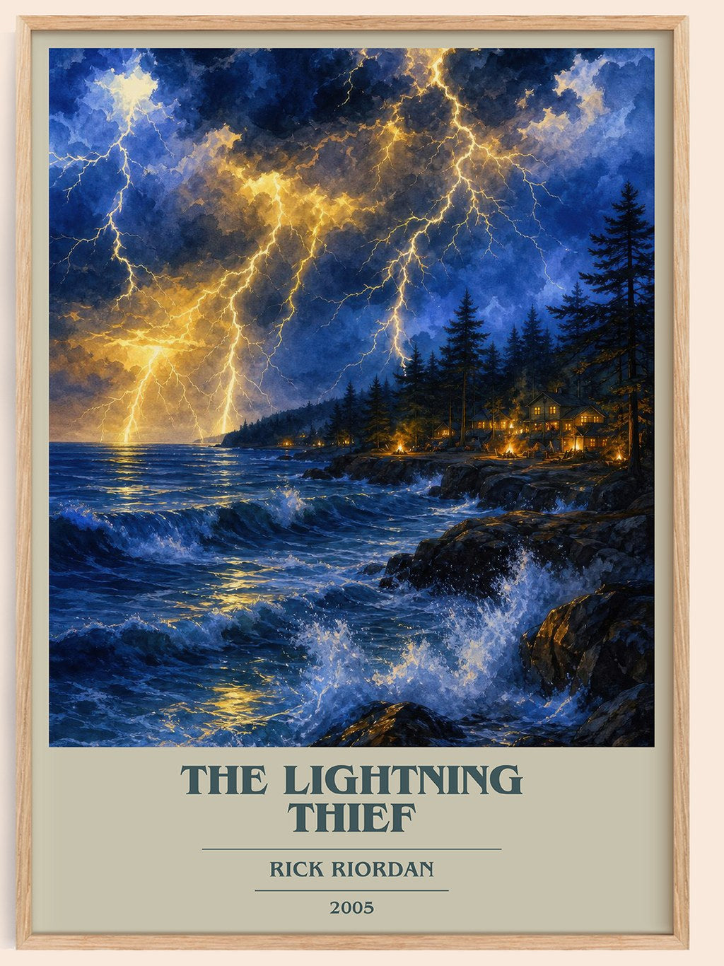 The Lightning Thief book cover book poster by Rick Riordan – framed literary art print