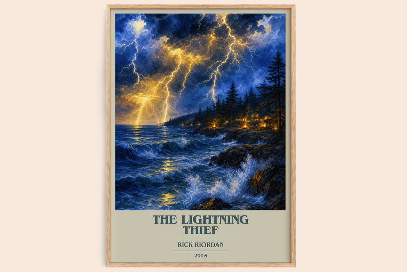 The Lightning Thief Book Cover Poster by Rick Riordan (Modern Minimalist style)
