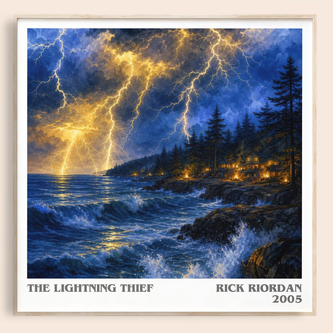 The Lightning Thief literary book poster by Rick Riordan – framed literary art print