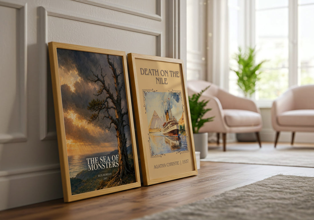 The Sea of Monsters watercolour print framed by window – literary home decor