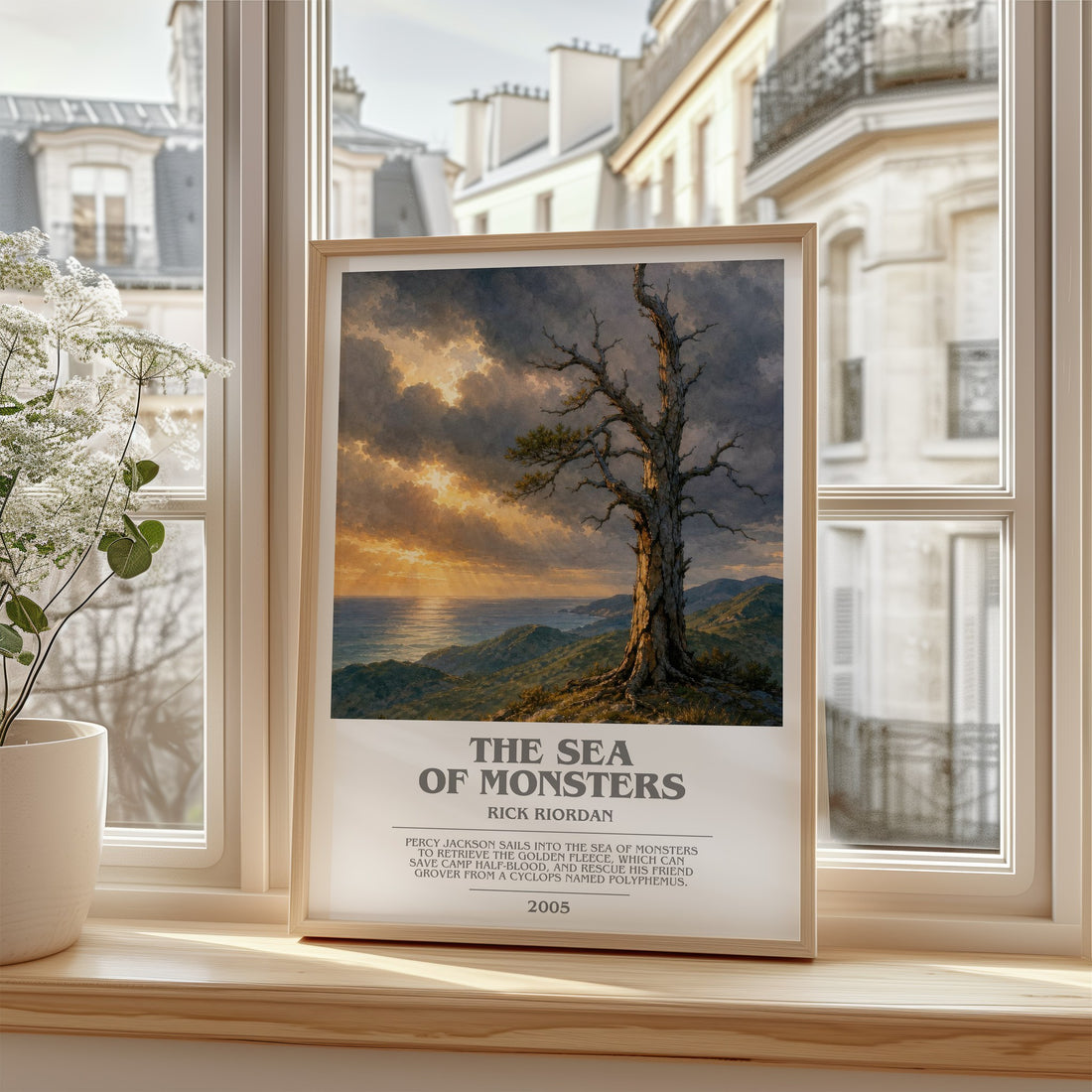 The Sea of Monsters bookish poster colour and style options – Rick Riordan book art (mockup)