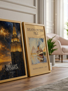 The Last Olympian watercolour print framed by window – literary home decor