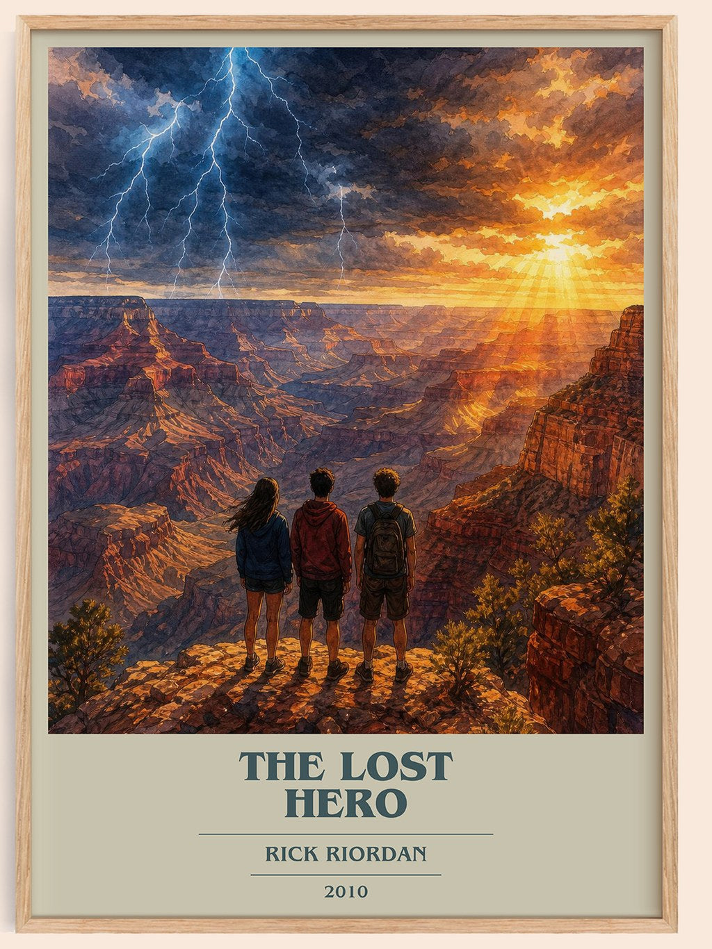 The Lost Hero book cover book poster by Rick Riordan – framed literary art print