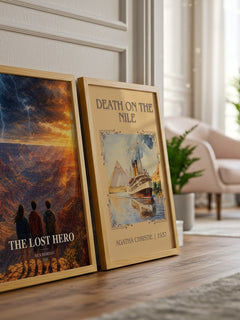 The Lost Hero watercolour print framed by window – literary home decor