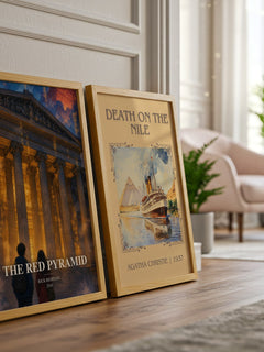 The Red Pyramid watercolour print framed by window – literary home decor
