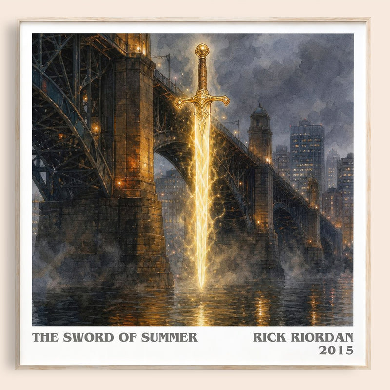 The Sword of Summer literary book poster by Rick Riordan – framed literary art print