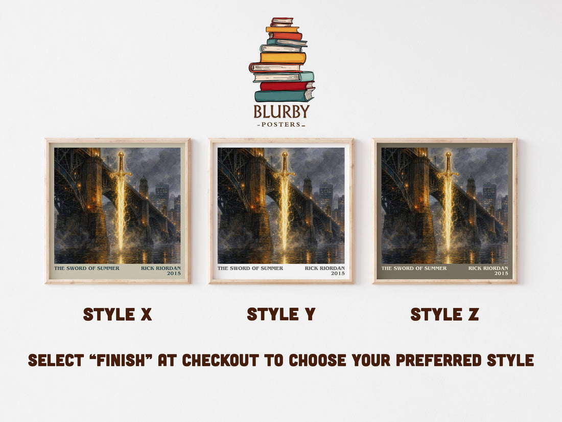 The Sword of Summer literary print in frame leaning in hallway – fantasy wall art (mockup)