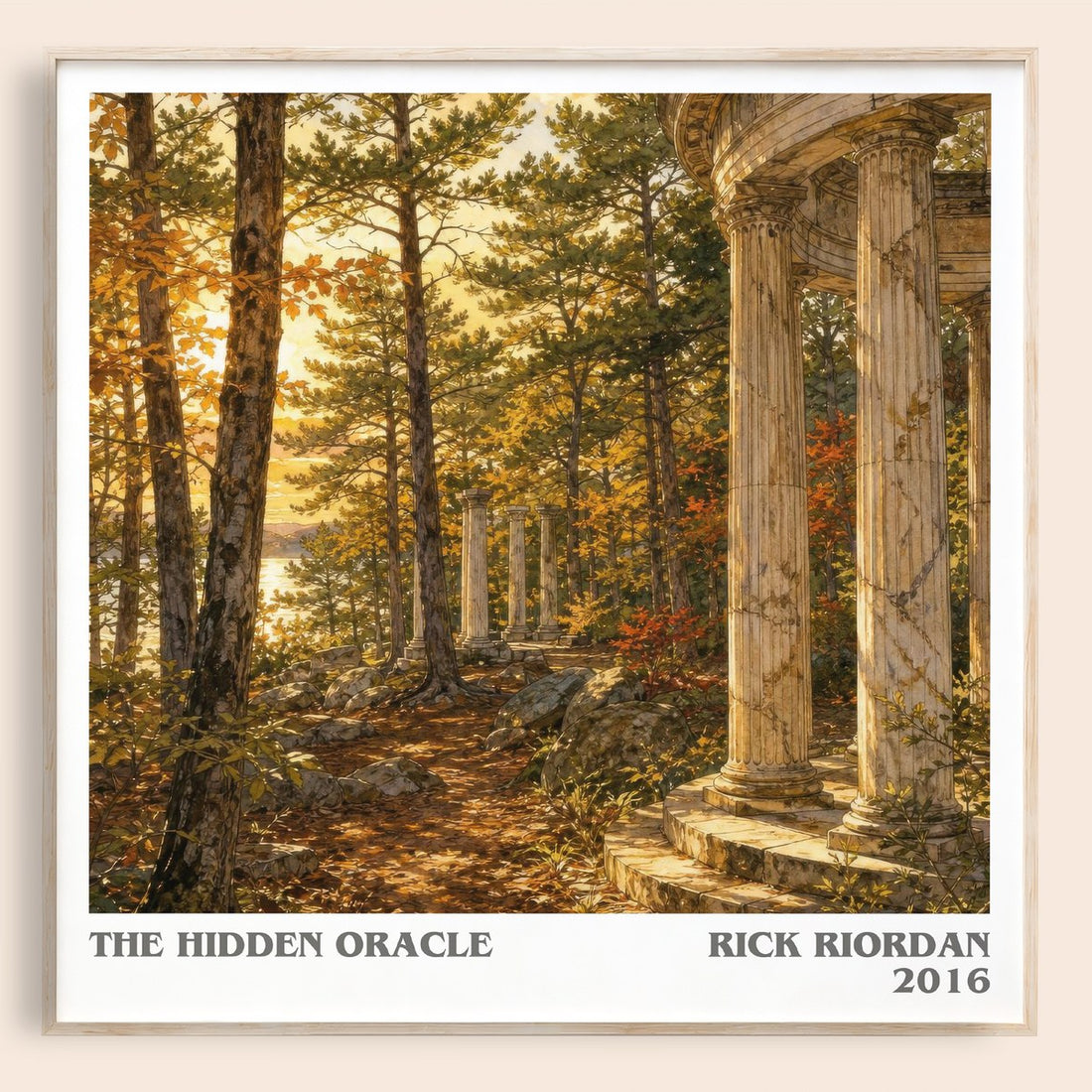 The Hidden Oracle literary book poster by Rick Riordan – framed literary art print