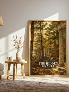 The Hidden Oracle watercolour print in frame leaning in hallway – young adult wall art