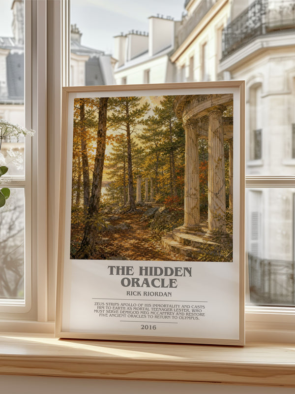 The Hidden Oracle bookish poster colour and style options – Rick Riordan book art
