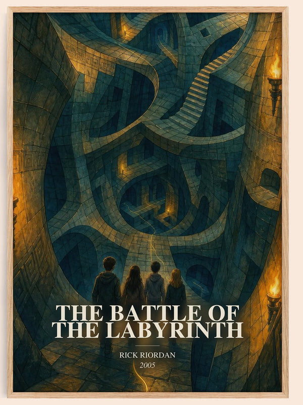 The Battle of the Labyrinth watercolour book poster by Rick Riordan – framed literary art print