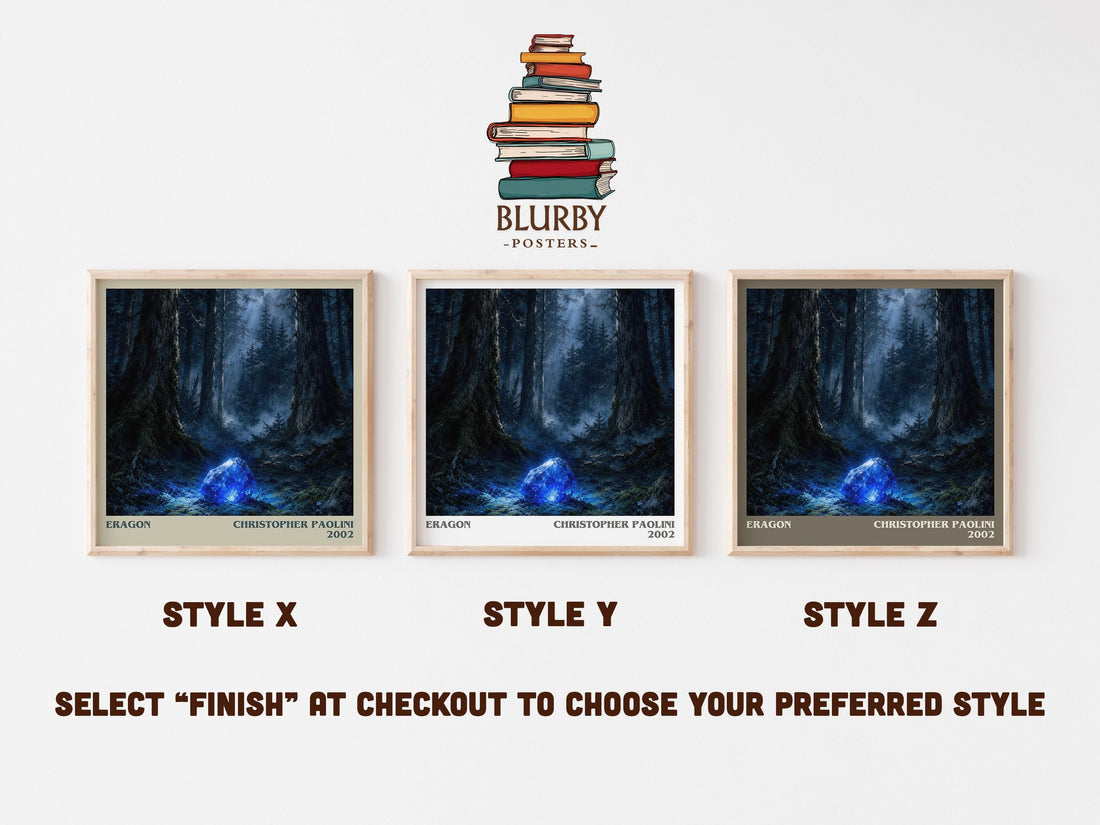 Eragon literary print in frame leaning in hallway – fantasy wall art (mockup)