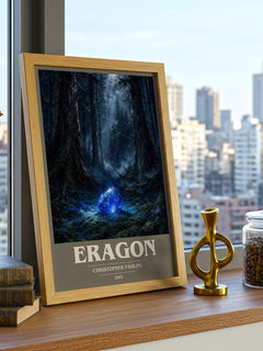 Eragon book cover print framed by window – literary home decor