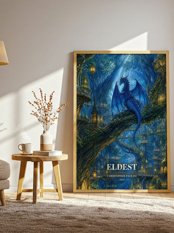 Eldest watercolour print in frame leaning in hallway – fantasy wall art