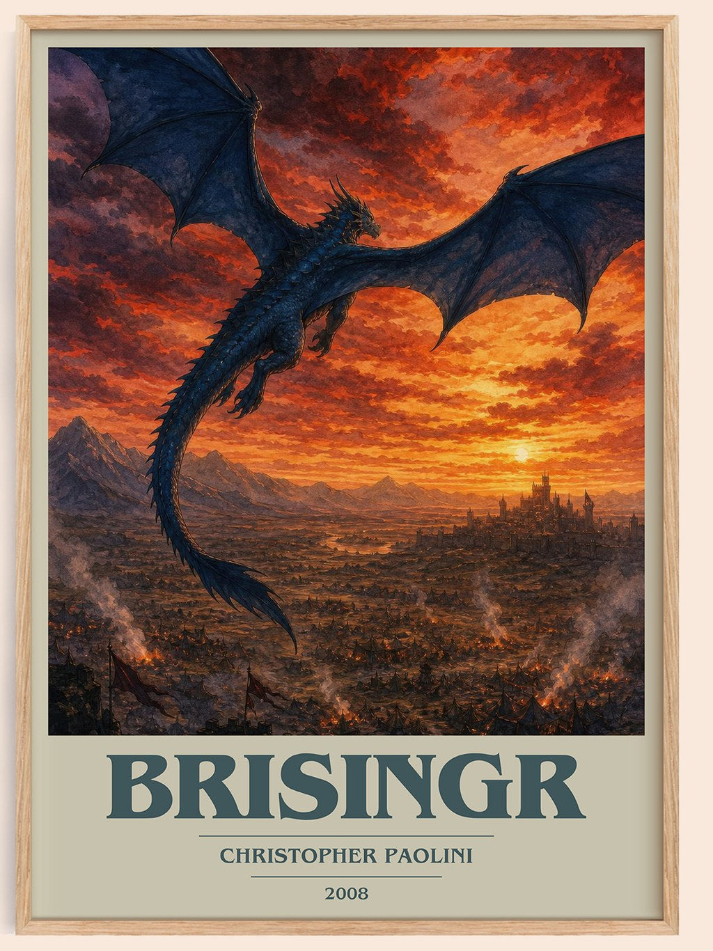 Brisingr book cover book poster by Christopher Paolini – framed literary art print