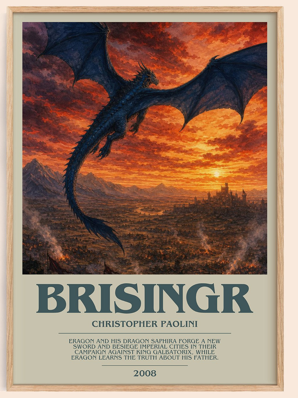 Brisingr bookish book poster by Christopher Paolini – framed literary art print