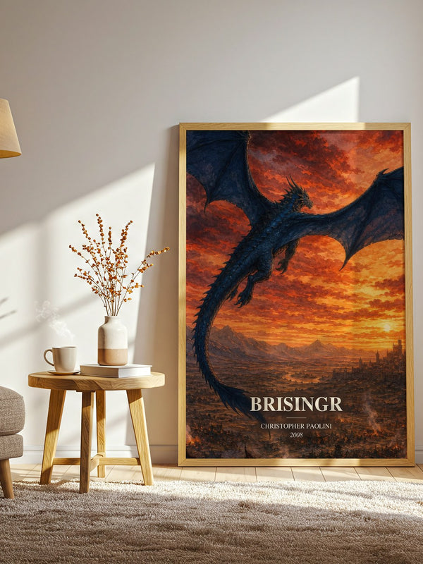 Brisingr watercolour print in frame leaning in hallway – fantasy wall art
